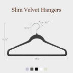 Velvet Hangers 50 Pack, 17.5" Non-Slip Clothes Hangers, Black