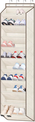 SLEEPING LAMB Over The Door Shoe Organizer for Closet with Large Deep Pockets, Narrow Shoe Rack for Door Hanging Boots Storage, Black