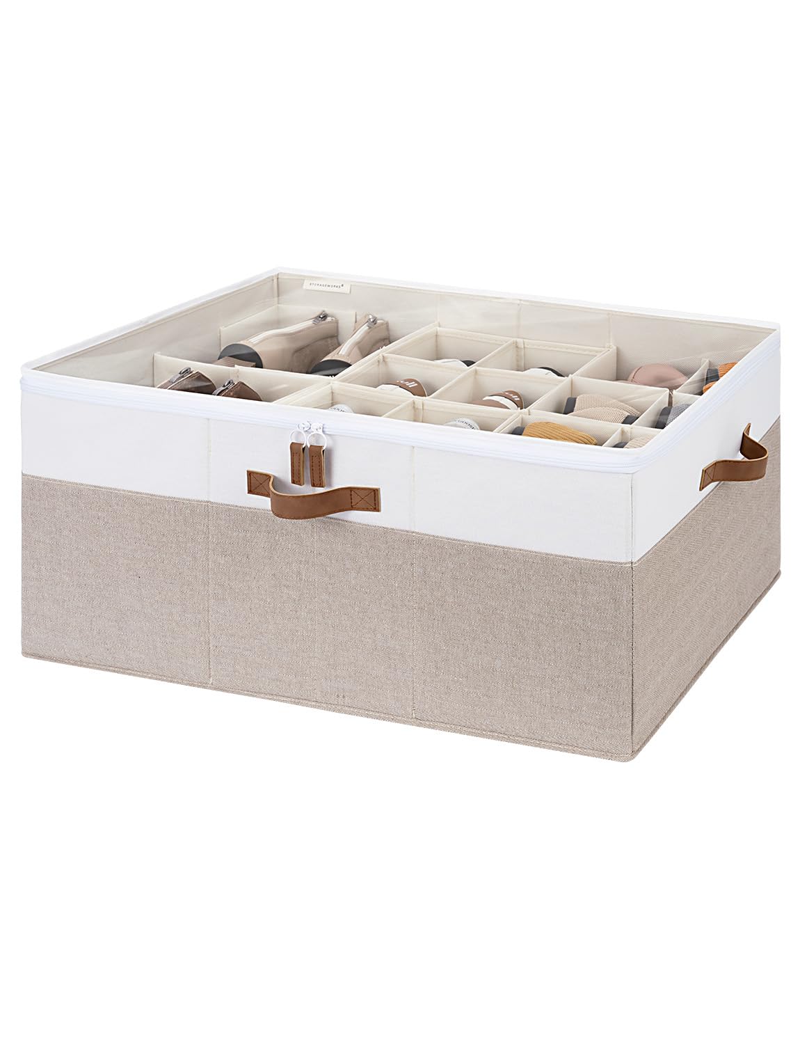 StorageWorks 2-Pack 32-Pair Shoe Storage Organizer for Closet, Beige