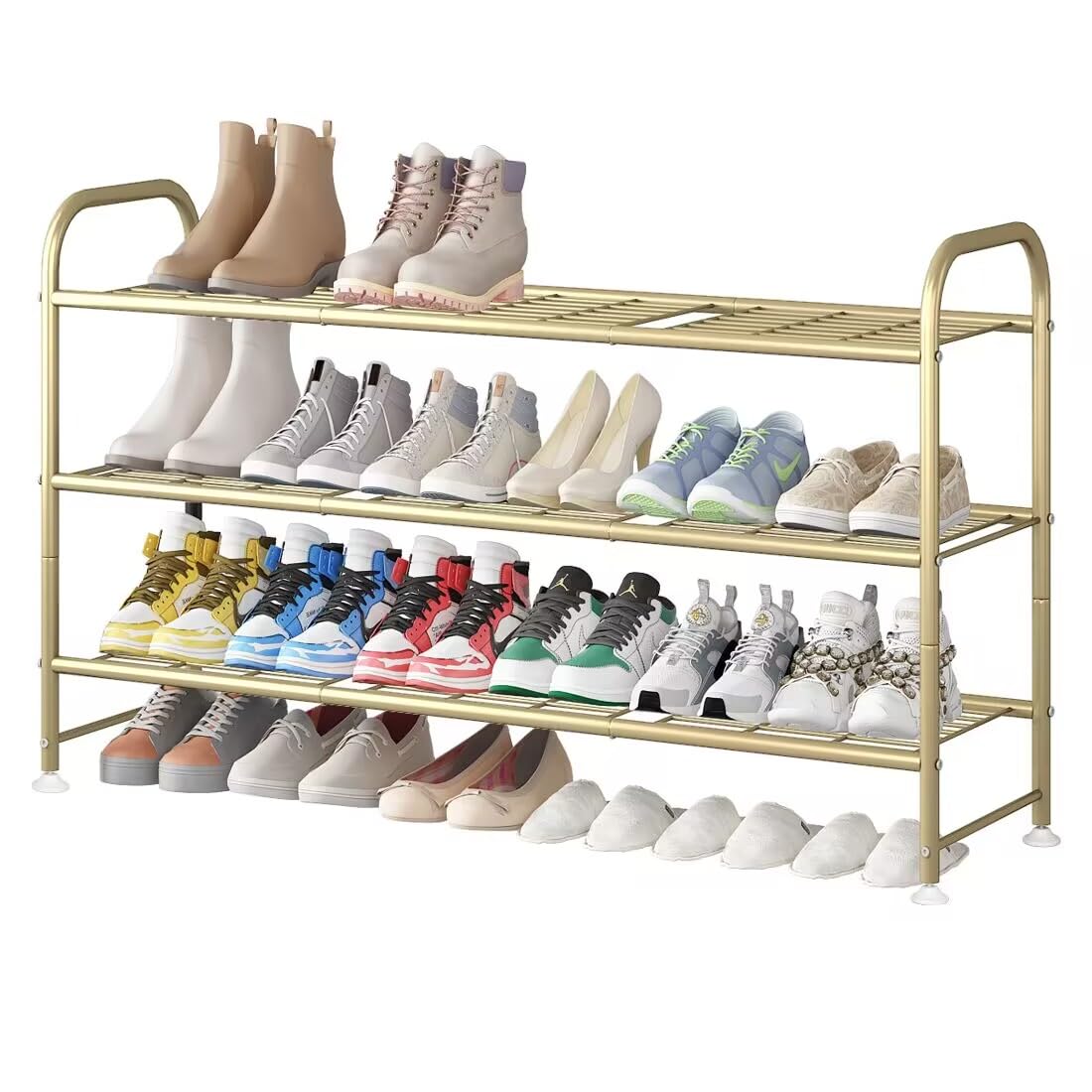 LINZINAR 3 Tier Long Shoe Rack for Closet Metal Shoe Organizer for Entryway