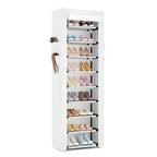 VILICK Shoe Rack with Cover Narrow Shoe Organizer with 4 Side Pockets 10 Tier Tall Shoe Storage Holds 18-22 Pairs Shoes and Boots Shoe Rack for Closet Entryway Garage
