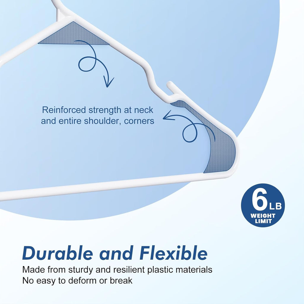 HOUSE DAY White Plastic Hangers 16 Pack – Slim Space Saving Clothes Hangers