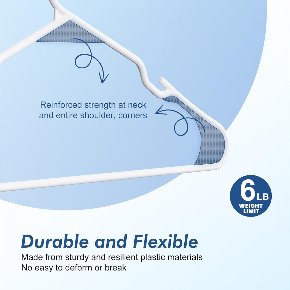 HOUSE DAY White Plastic Hangers 16 Pack – Slim Space Saving Clothes Hangers