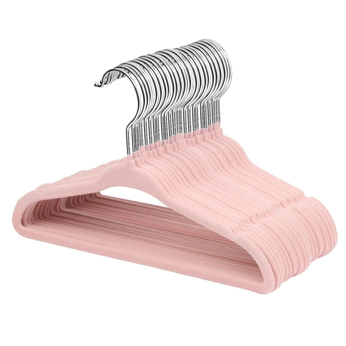 ManGotree 11" Baby Velvet Hangers Non-Slip Kids Hangers 15 Pack Light Pink