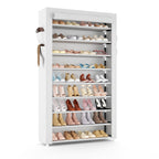 VILICK Shoe Rack with Cover Narrow Shoe Organizer with 4 Side Pockets 10 Tier Tall Shoe Storage Holds 18-22 Pairs Shoes and Boots Shoe Rack for Closet Entryway Garage
