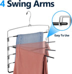Pants Hangers 3 Pieces,5 Tier Closet Organizers and Storage Clothes Hanger,Hangers Space Saving with Swing Arm,Multiple Metal Hanger Clothes Organization for Pants Trousers Jeans Leggings Slacks