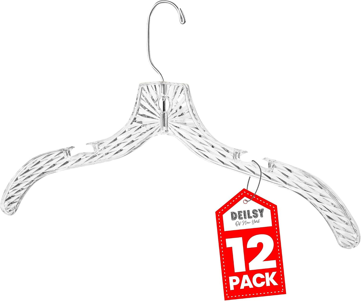 Clothes Hangers Plastic Set of 12 Pack Heavy Duty Hangers Dresses, T-Shirts Shirt Dress Blouse Hangers for Closet Organization Crystal Hanger Women and Men Coat Hanger