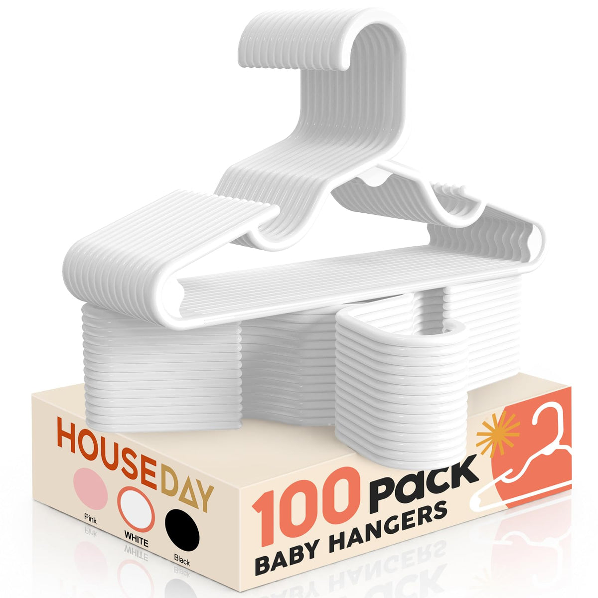 HOUSE DAY White Baby Hangers 20 Pack, Sturdy 11.5" Kids Hangers for Closet