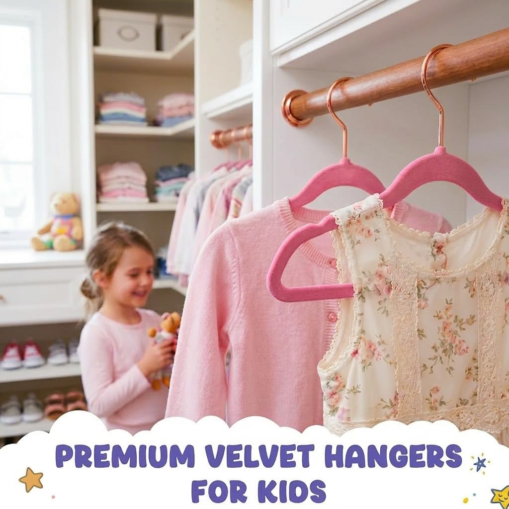 HOUSE DAY Velvet Kids Hangers 60 Pack, Premium Childrens Hangers for Closet