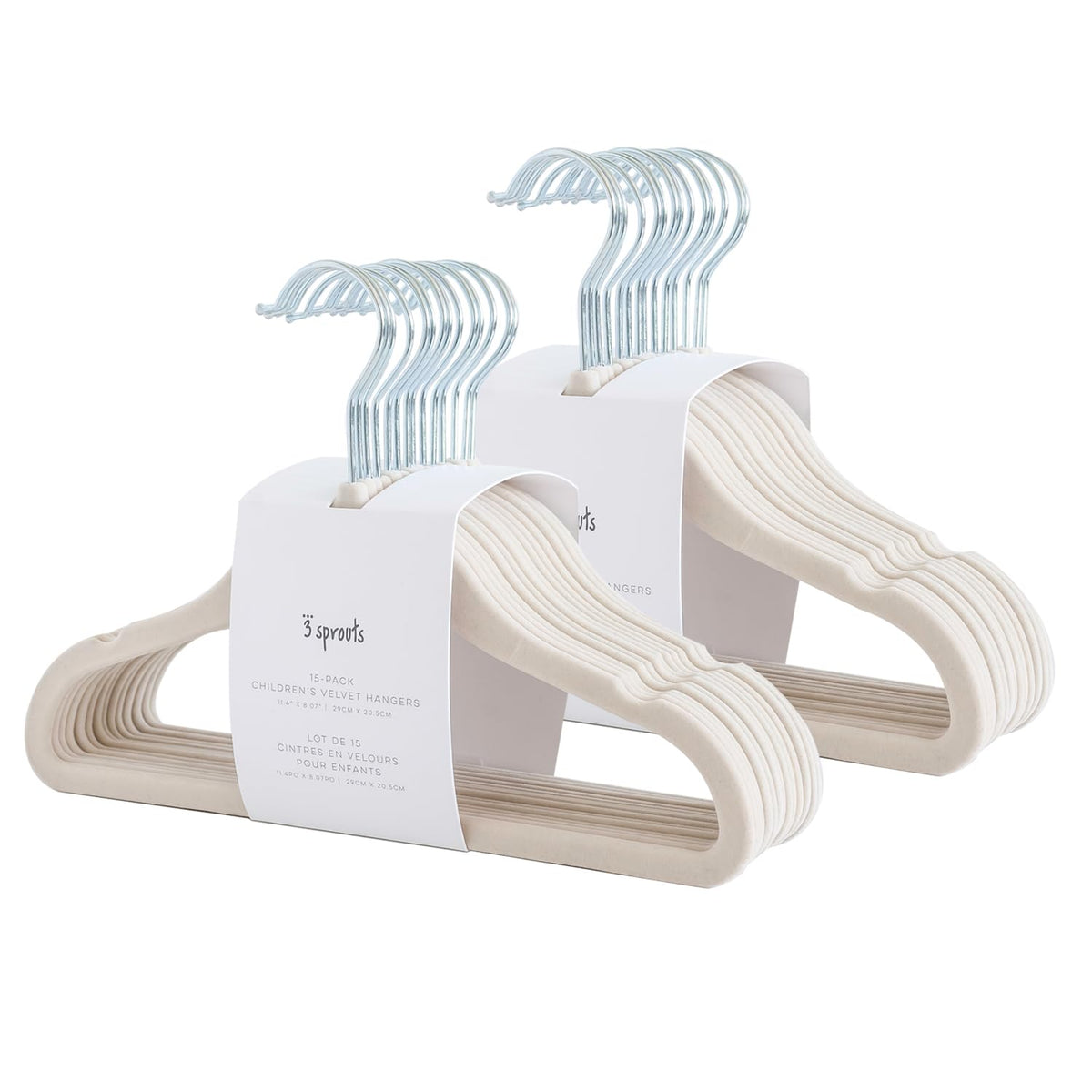 3 Sprouts Velvet Baby Hangers, Non Slip Slim, Cream, 30 Pack