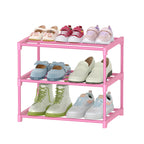 HITHIM 4-Tier Free Standing Pink Shoe Racks, Lightweight Stackable Shelf