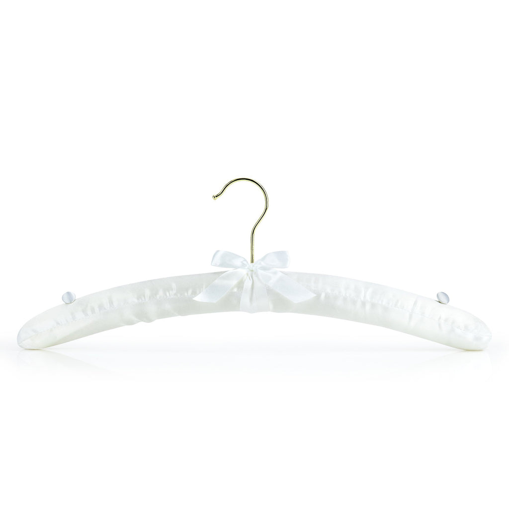 HANGERWORLD Ivory Satin Padded Hangers 17inch with Non-Slip Buttons for Strappy Dresses, Ideal Bridal Bride Hanger for Wedding