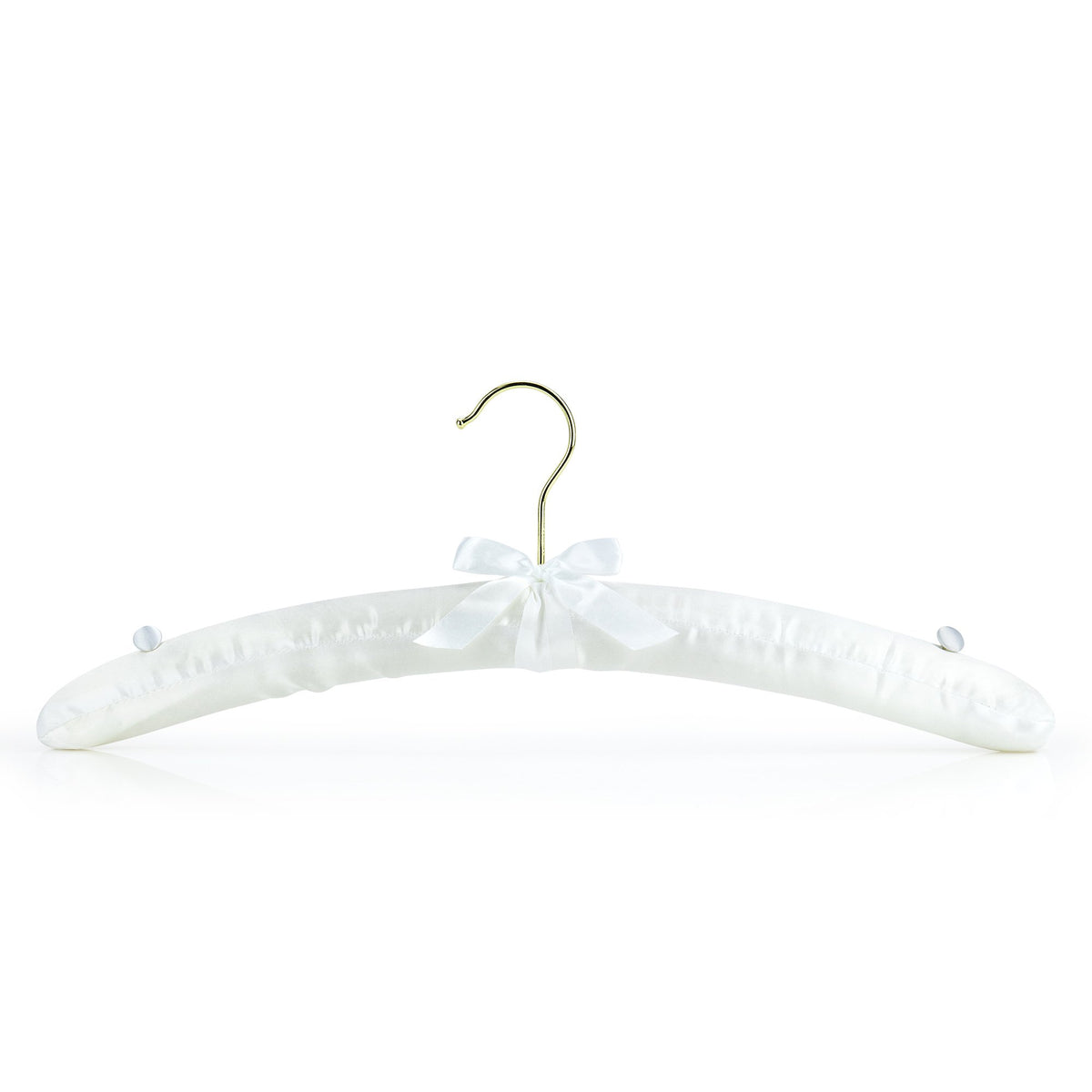 HANGERWORLD Ivory Satin Padded Hangers 17inch with Non-Slip Buttons for Strappy Dresses, Ideal Bridal Bride Hanger for Wedding