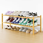 Smiry Bamboo Shoe Rack, 12 Vertical Slats, 3 Tier - 26.8" Wide, Natural