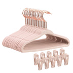 Baby Velvet Hangers 30 Pack - 11 Inch Premium Felt Non Slip Kids Hanger for Infant & Toddler Clothes - 0.2" Slim Space-Saving Baby Felt Hangers for Children's Closet with 10 Clips - Beige