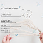 3 Sprouts Velvet Baby Hangers, Non Slip Slim, Cream, 30 Pack