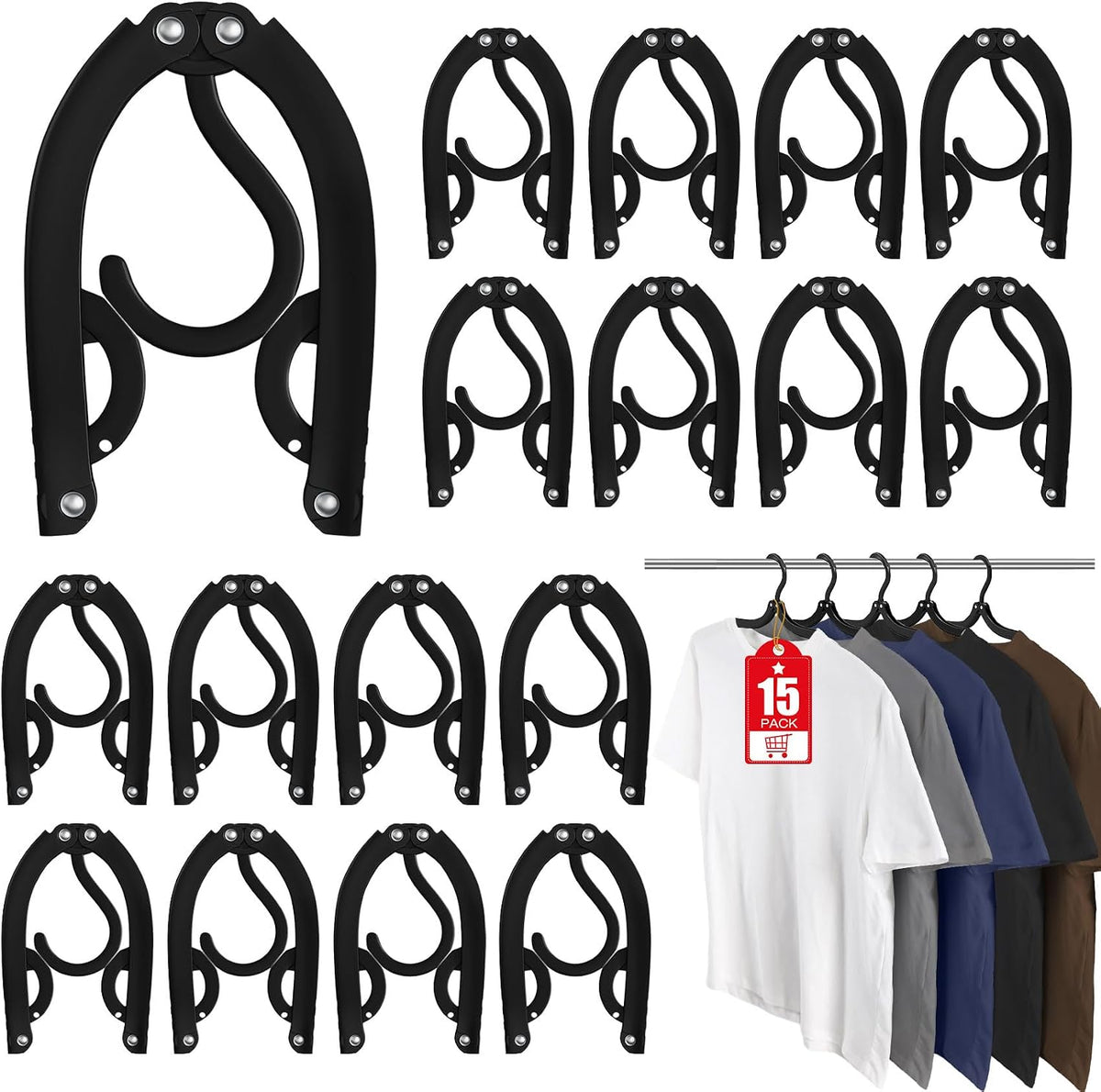 15 Pcs Foldable Travel Hangers Cruise Ship Essentials 2026 Phone Size Black