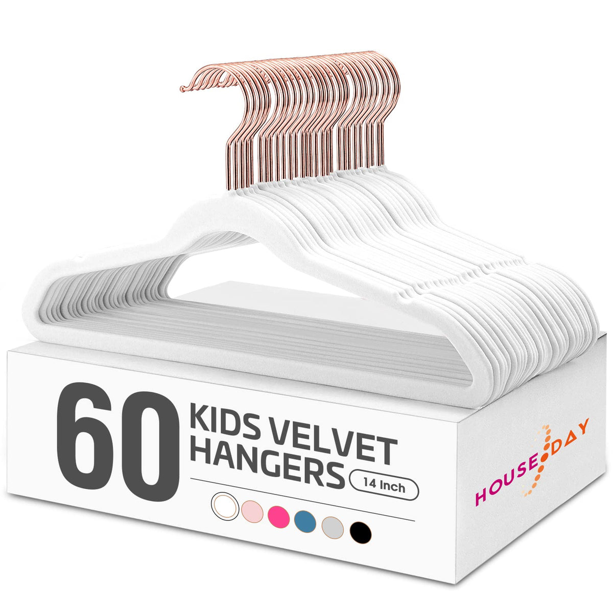 HOUSE DAY Velvet Kids Hangers 60 Pack, Premium Childrens Hangers for Closet
