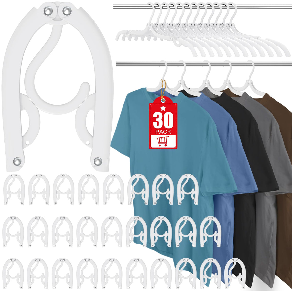 30Pcs Foldable Travel Hangers Cruise Essentials Travel Essential Phone Size