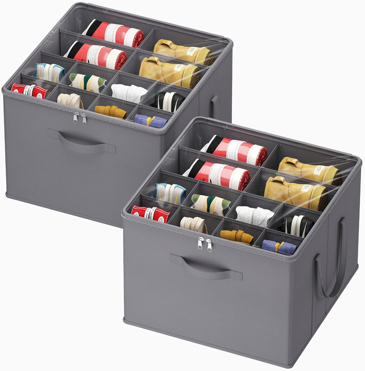 Lifewit Shoe Storage Organizer for Closet, Holder Box, 2 Pack, Gray