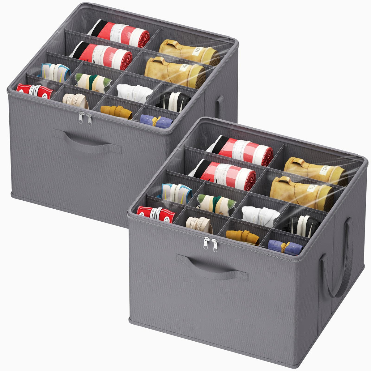 Lifewit Shoe Storage Organizer for Closet, Holder Box, 2 Pack, Gray
