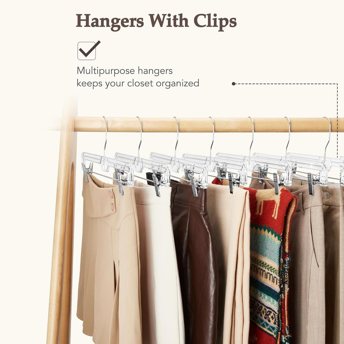 HOUSE DAY Heavy Duty Clear Pants Hangers 25 Pack, 14'' Skirt Hangers