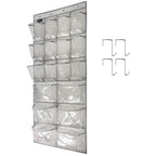 Extra Large Hanging Crystal Clear Over Door Shoe Organizers, Closet Shoe Organizer Shoe Rack Organizer Shoe Storage, 12+6Pockets, 4Hooks, white (59"x 21.6")