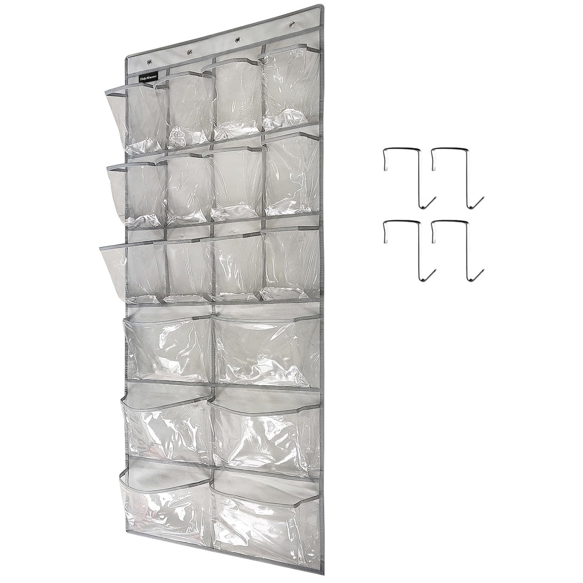 Extra Large Hanging Crystal Clear Over Door Shoe Organizers, Closet Shoe Organizer Shoe Rack Organizer Shoe Storage, 12+6Pockets, 4Hooks, white (59"x 21.6")