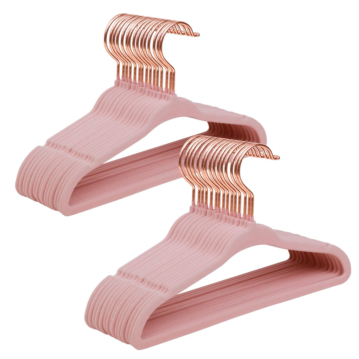 ManGotree 11" Baby Velvet Hangers Non-Slip Kids Hangers 15 Pack Light Pink