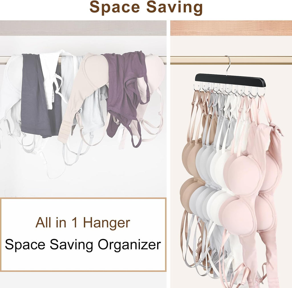 Tank Top Hanger with 40 Hooks for Closet Organizer, Premium Wood Bra Hanger