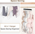 Tank Top Hanger with 40 Hooks for Closet Organizer, Premium Wood Bra Hanger