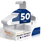 HOUSE DAY White Plastic Hangers 16 Pack – Slim Space Saving Clothes Hangers
