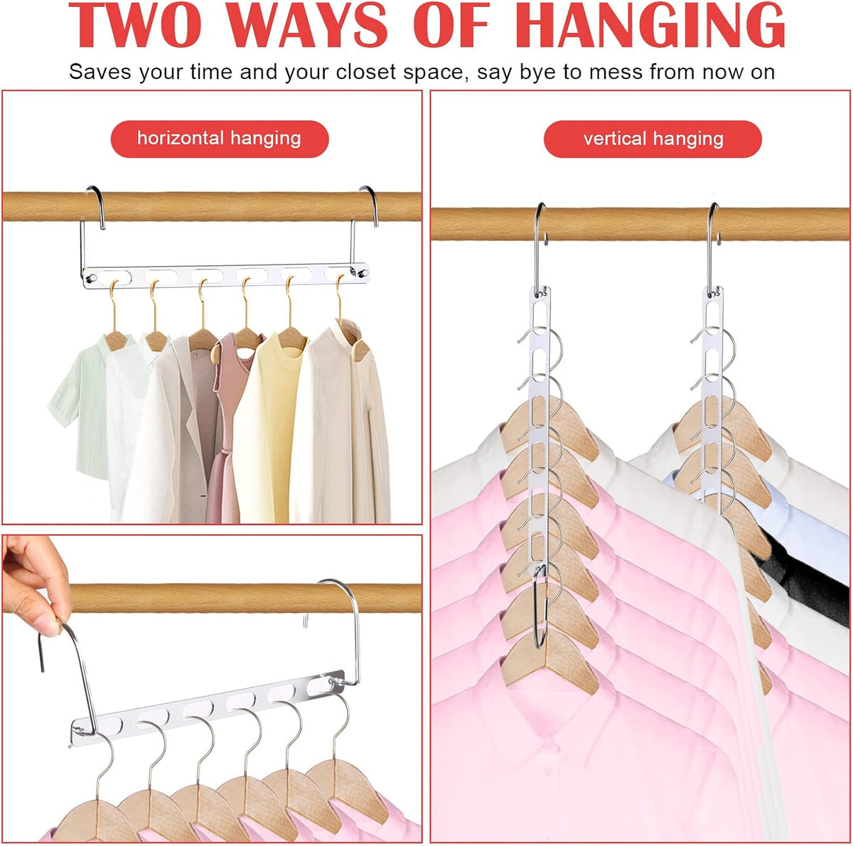 12 Pack Space Saving Hangers for Clothes: Collapsible Metal Hanger