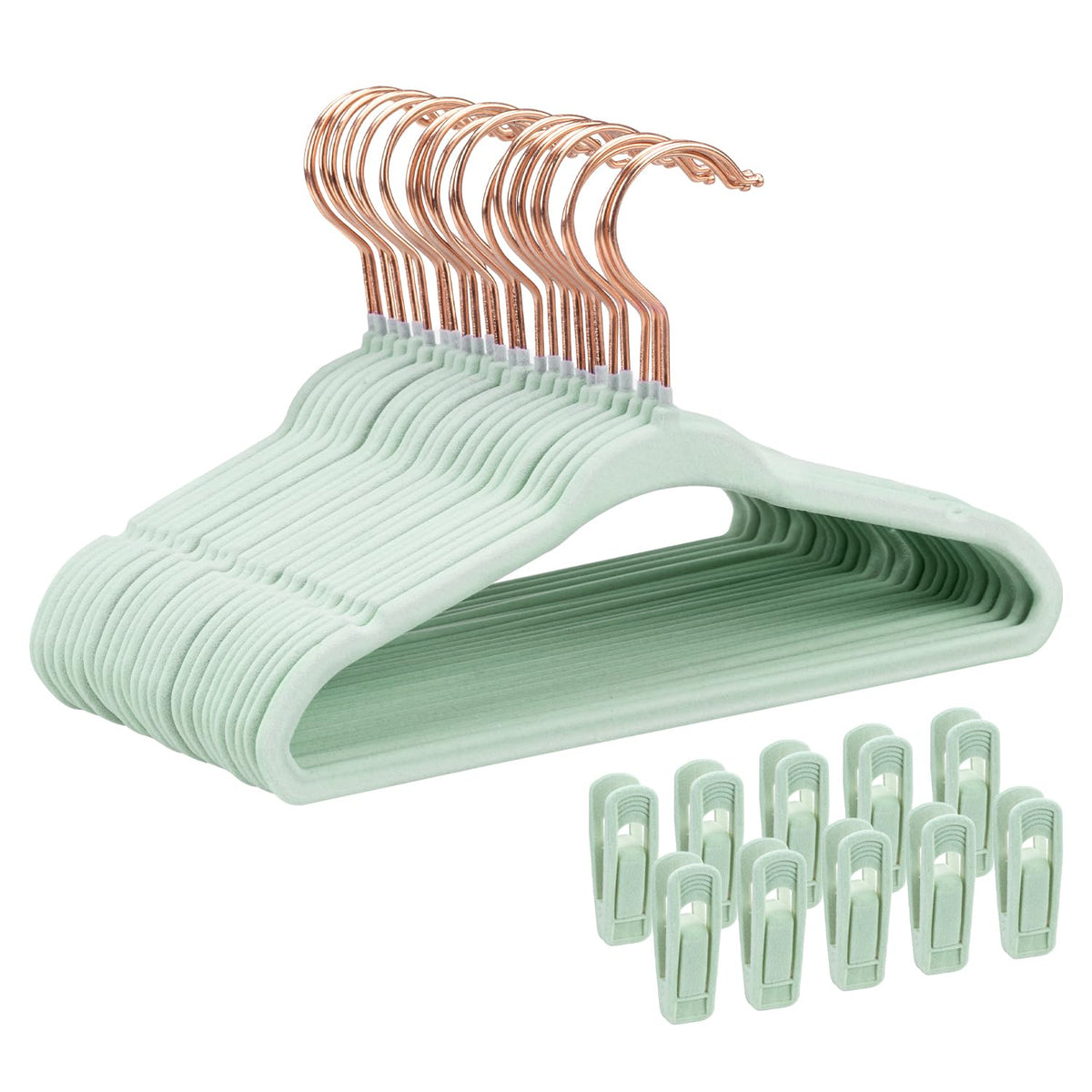 Baby Velvet Hangers 30 Pack - 11 Inch Premium Felt Non Slip Kids Hanger for Infant & Toddler Clothes - 0.2" Slim Space-Saving Baby Felt Hangers for Children's Closet with 10 Clips - Beige