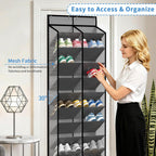 KEEPJOY 20-30 Pairs Grey Over the Door Shoe Organizer, Mesh Hanging Shoe Rack for Door Storage with 20 Wide Deep Pockets,10-Tier Door Shoe Holder Fits Sneakers, Boots.