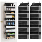 SpaceAid 1 Pack Over The Door Organizer with 5 Large Pockets and 10 Mesh Side Pockets, 5 Layers Door Organizer Hanging with Clear Window for Bedroom, Bathroom, Pantry and Nursery, Gray