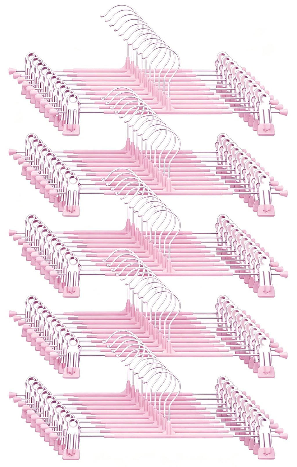 Pants Hangers with Clips - 8 Pack Heavy Duty, Non-Slip Adjustable Space Saving Skirt Hangers for Pants, Jeans, Shorts | Black | 12 Inch