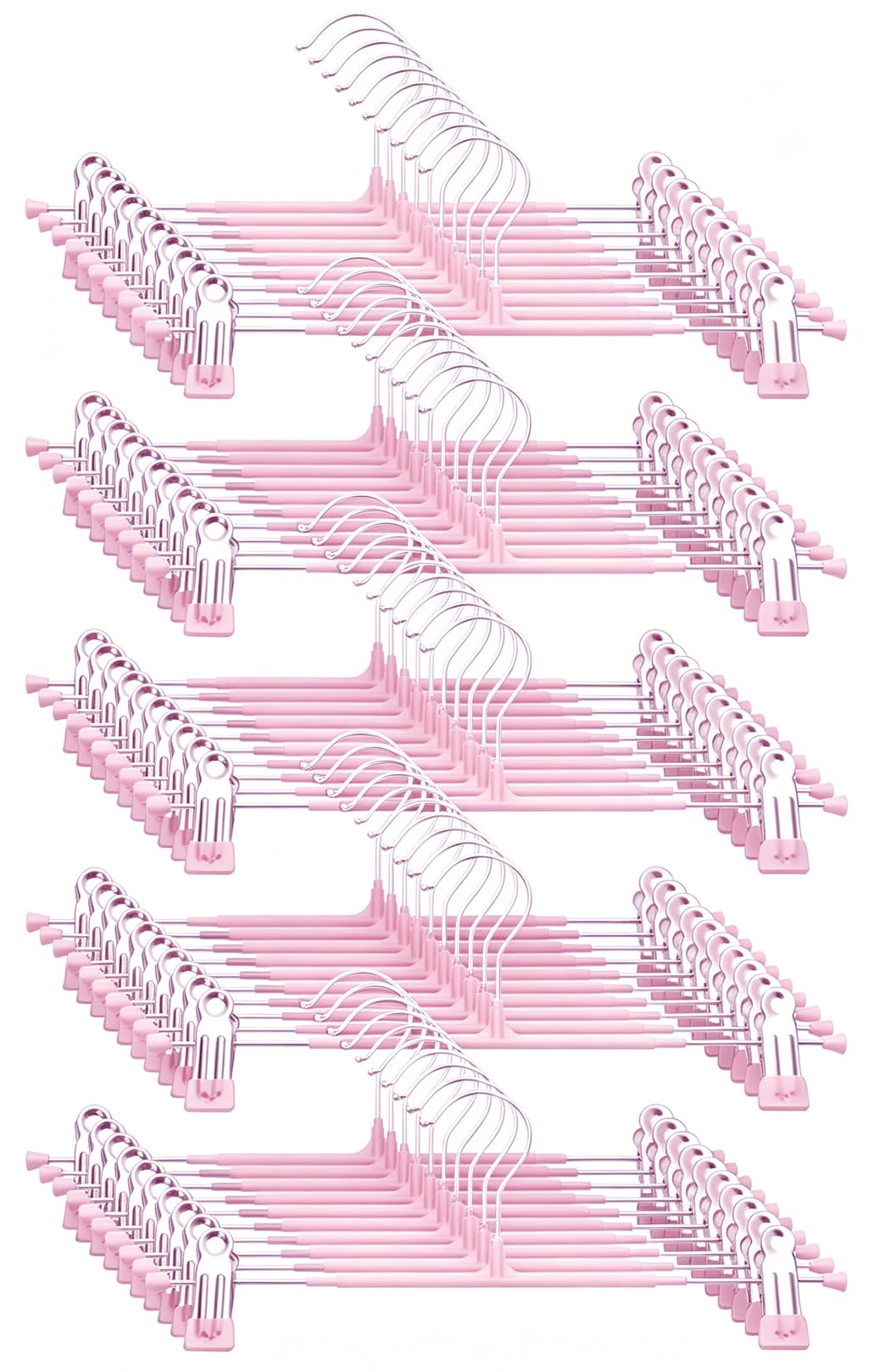 Pants Hangers with Clips - 8 Pack Heavy Duty, Non-Slip Adjustable Space Saving Skirt Hangers for Pants, Jeans, Shorts | Black | 12 Inch