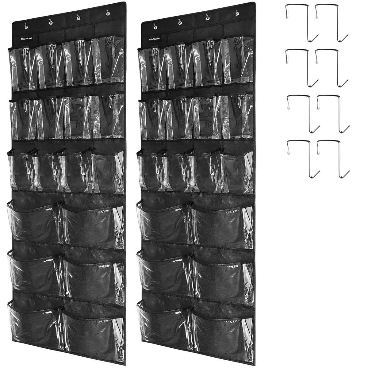 Extra Large Hanging Crystal Clear Over Door Shoe Organizers, Closet Shoe Organizer Shoe Rack Organizer Shoe Storage, 12+6Pockets, 4Hooks, white (59"x 21.6")