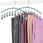 Legging Hangers for Closet Organizer, Hat Hangers for Closet 2 Pack with 10 Clips Holds 20 Leggings, Legging Hanger, Pants Storage Organizer Suitable for Socks, Panties, Underwear, Pants