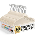 HOUSE DAY 14 Inch Kids Velvet Hangers 50 Pack, Durable Big Kid Hanger Black