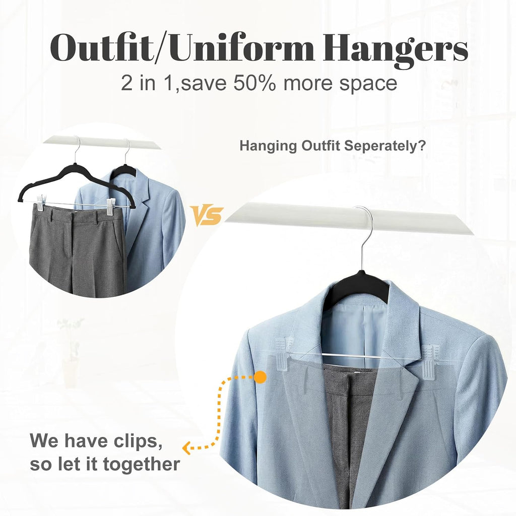 HOUSE DAY Skirt Hangers 24 Pack, Velvet Pants Hangers with Adjustable Clips