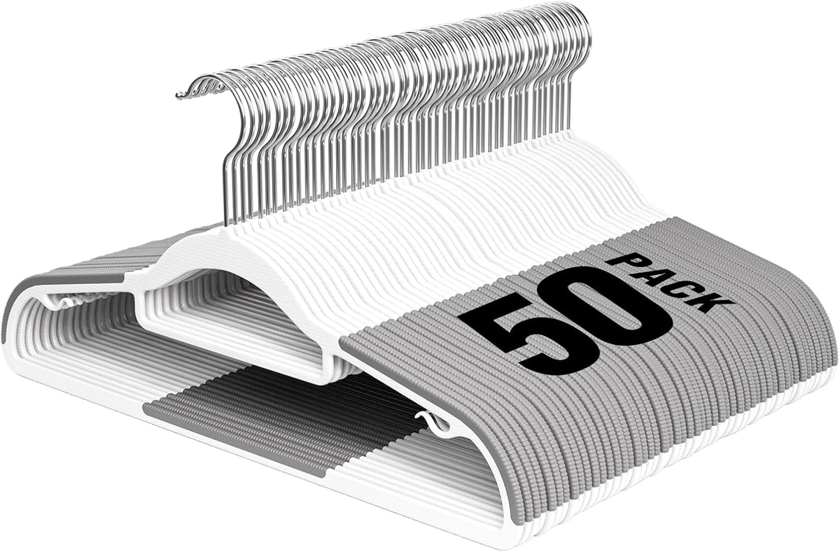 Plastic Hangers 50 Pack, 16.5" Non-Slip Clothes Hangers Heavy Duty