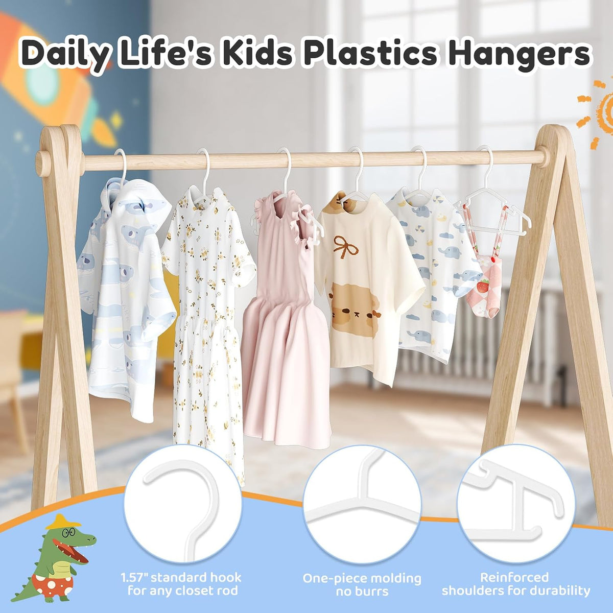 Baby Hangers 100 Pack Non-Slip Kids Plastic Hangers for Closet, Space Saving Toddler Hanger for Infant Clothing, Childrens Hanger for Child, White