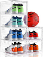 INSTY 12 Pack Large Shoe Storage Box, Clear Shoe Storage Organizer with Magnetic Door, Stackable,Shoe Containers For Display Sneakers, Easy Assembly, Fit up to US Size 12, Clear