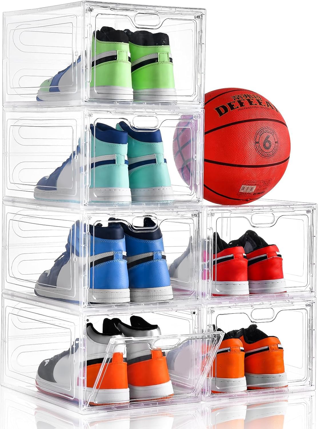 INSTY 12 Pack Large Shoe Storage Box, Clear Shoe Storage Organizer with Magnetic Door, Stackable,Shoe Containers For Display Sneakers, Easy Assembly, Fit up to US Size 12, Clear