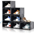 Amllas 8 Pack Shoe Boxes Clear Plastic Stackable, Large Shoe Storage Organizer with Lids,Drop Side Shoe Containers for Entryway,Sneaker Storage Fit up to US Size 13 (13’’x 10.6”x 8.3”)