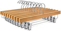 ZOBER Wooden Pants Hangers with Clips, Clothes Hangers, Natural, 10 Pack