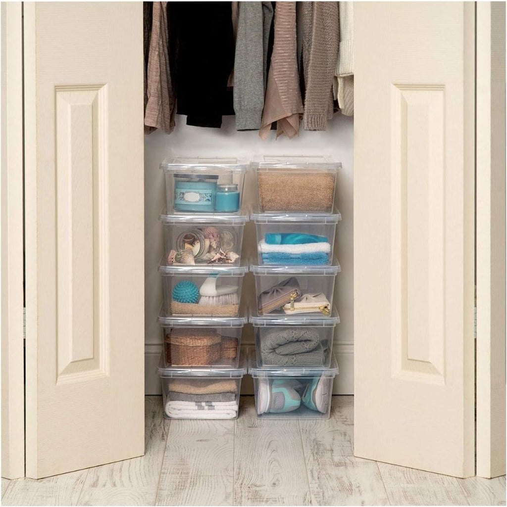 IRIS USA 12-Pack 7 Qt Storage Bins with Lids, Clear, Stackable