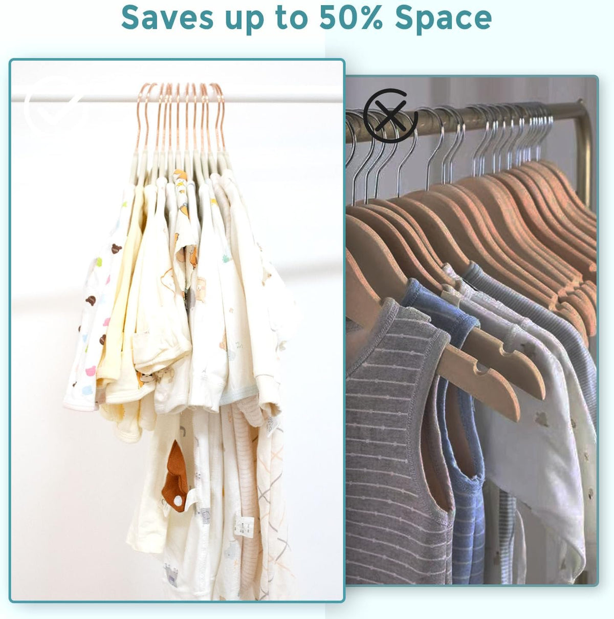 Baby Velvet Hangers 30 Pack - 11 Inch Premium Felt Non Slip Kids Hanger for Infant & Toddler Clothes - 0.2" Slim Space-Saving Baby Felt Hangers for Children's Closet with 10 Clips - Beige